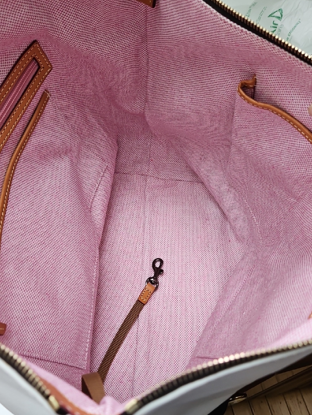 Dooney & Bourke Large Color Block White & Black Smooth Leather Tobi Tote - Picture 8 of 14